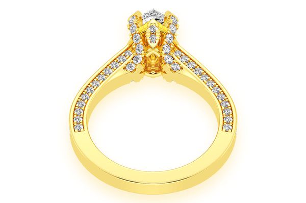 Chant - 1.00ct Pear Solitaire - Deluxe One Row Scallop - Diamond Engagement Ring - All Natural