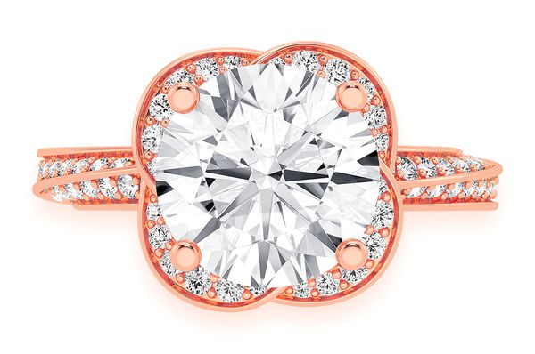 3.00ct Round Solitaire - Flower Petal Halo - Diamond Engagement Ring - All Natural Vs Diamonds