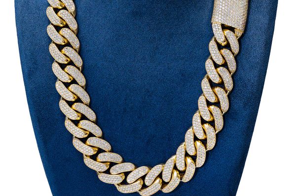 24MM Miami Cuban Link Diamond Necklace 14k Solid Gold 71.75ctw