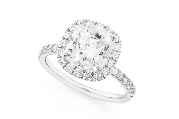 3.00ct Cushion Halo Diamond Engagement Ring 14k Solid Gold 3.85ctw