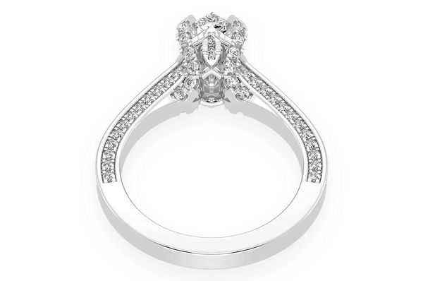 Chant - 1.00ct Pear Solitaire - Deluxe One Row Scallop - Diamond Engagement Ring - All Natural