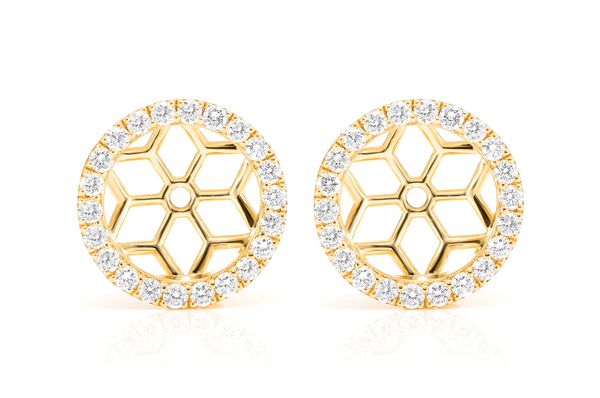 Flower & Mosaic Halo Diamond Earring Jacket 14k Solid Gold 0.50ctw