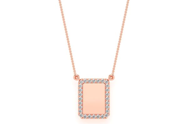 Rectangle Picture Diamond Necklace Connected 14k Solid Gold 0.15ctw