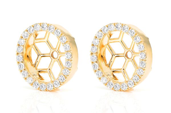 Flower & Mosaic Halo Diamond Earring Jacket 14k Solid Gold 0.50ctw