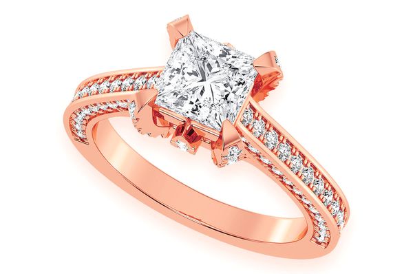 Chant - 1.00ct Princess Solitaire - Deluxe One Row Scallop - Diamond Engagement Ring - All Natural Vs Diamonds