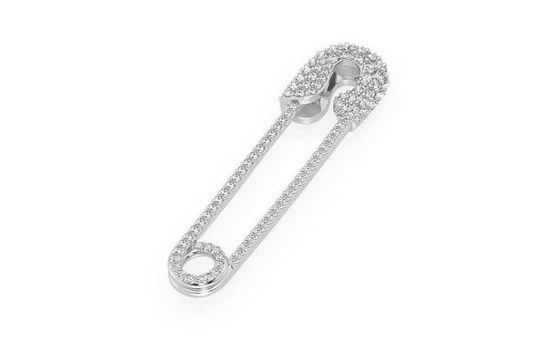 Diamond Safety Pin Pendant 14K White Gold