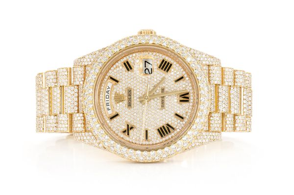 Icebox Rolex Day 18k Yellow Gold - 19.89ctw Fully Iced Out