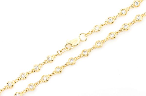 Icebox - Eternity Round Bezel Set Diamond Necklace 14k Solid Gold 2.25ctw