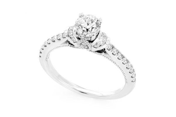 Icebox - 1.10ctw - Round Channel Shoulders - Diamond Engagement Ring 