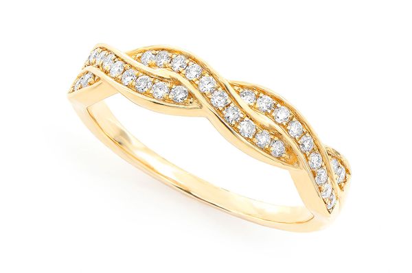 Weaved Stackable Diamond Band 14k Solid Gold 0.20ctw