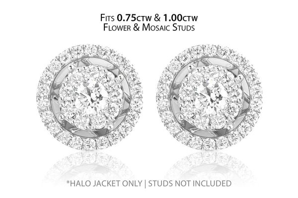 Flower & Mosaic Halo Diamond Earring Jacket 14k Solid Gold 0.50ctw