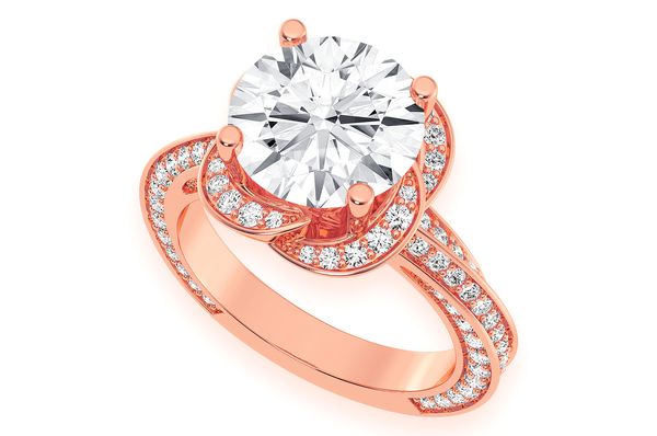 3.00ct Round Solitaire - Flower Petal Halo - Diamond Engagement Ring - All Natural Vs Diamonds