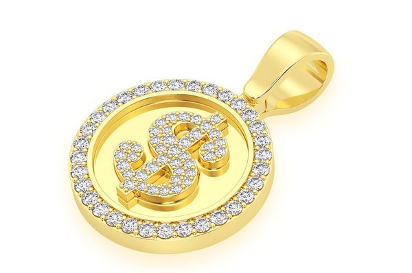 Icebox - Dollar Sign Medallion Diamond Pendant 14k Solid Gold 1.00ctw