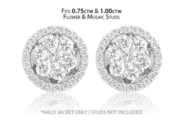 Flower & Mosaic Halo Diamond Earring Jacket 14k Solid Gold 0.50ctw