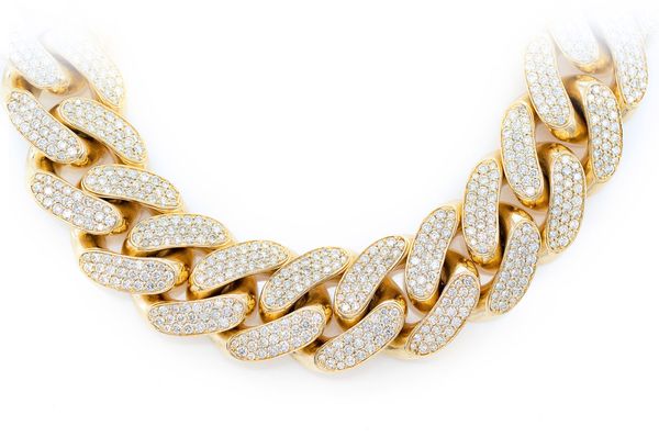 24MM Miami Cuban Link Diamond Necklace 14k Solid Gold 71.75ctw