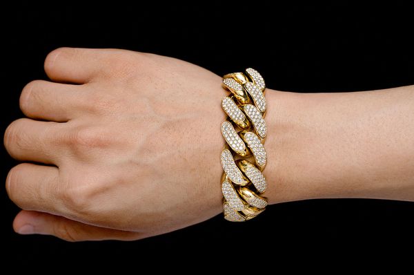 14K White Gold Initial Cuban Link Bracelet