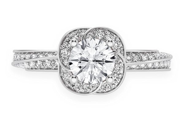 .75ct Round Solitaire - Floral Twist Halo - Diamond Engagement Ring - All Natural Diamonds