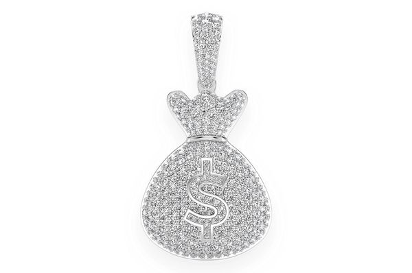 Icebox - Money Bag Diamond Pendant 14k Solid Gold 3.33ctw