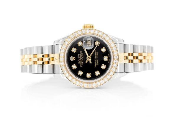 Rolex Oyster Perpetual Black Face/Diamond Bezel Rolex in 18k