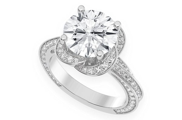 3.00ct Round Solitaire - Flower Petal Halo - Diamond Engagement Ring - All Natural Vs Diamonds