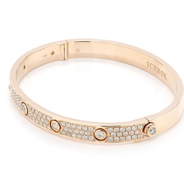 Icebox - Extra Large Half Diamond Signature Bangle Bracelet 14K 3.25ctw