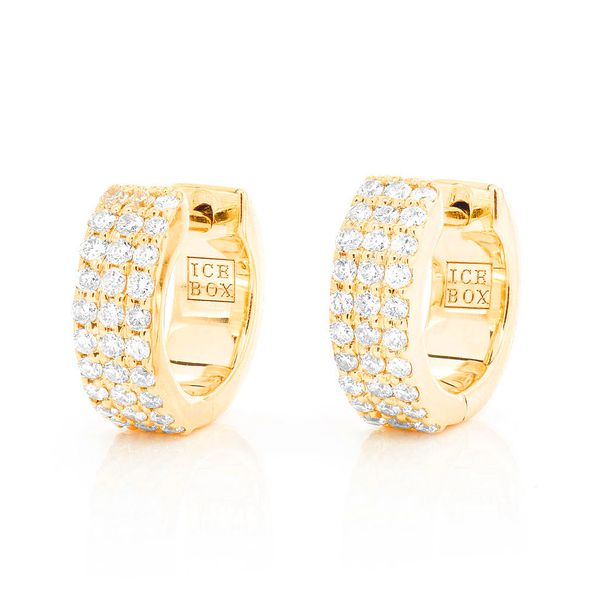 Icebox - Three Row Huggie Hoop Earrings 14K 0.25ctw