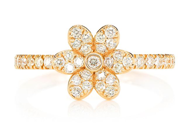 Flower Diamond Ring 14k Solid Gold 0.50ctw