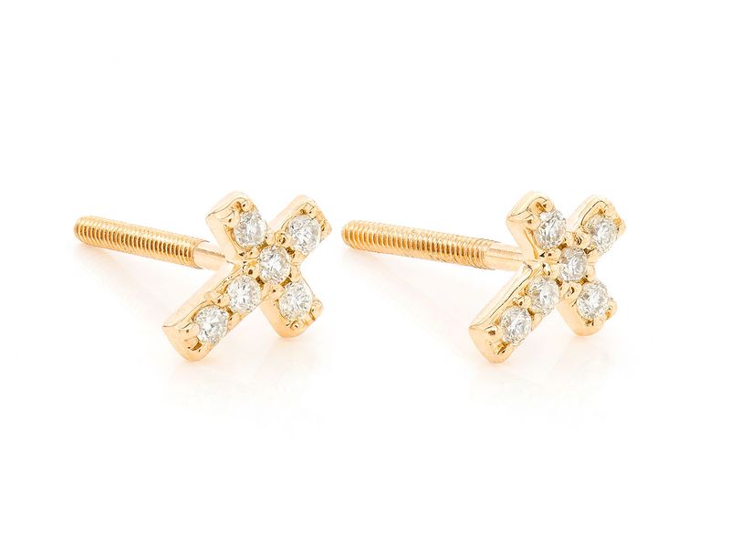 diamond cross stud earrings