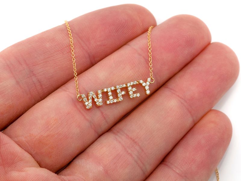 wifey necklace diamond