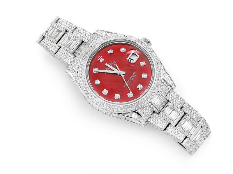 red iced out rolex