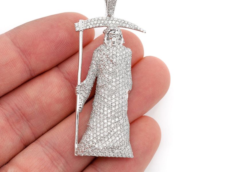 grim reaper diamond pendant