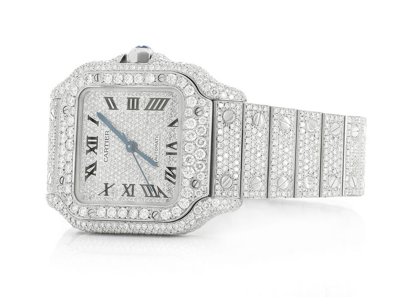 Icebox - Cartier Santos 100 Steel 14.25ctw