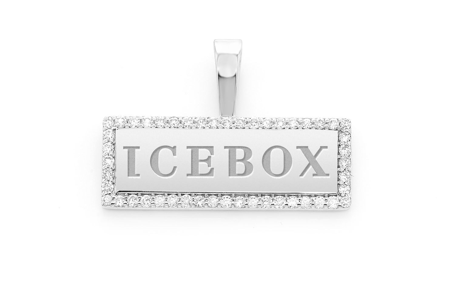 Icebox Icebox Bar Logo Pendant 14K White Gold 0.28ctw