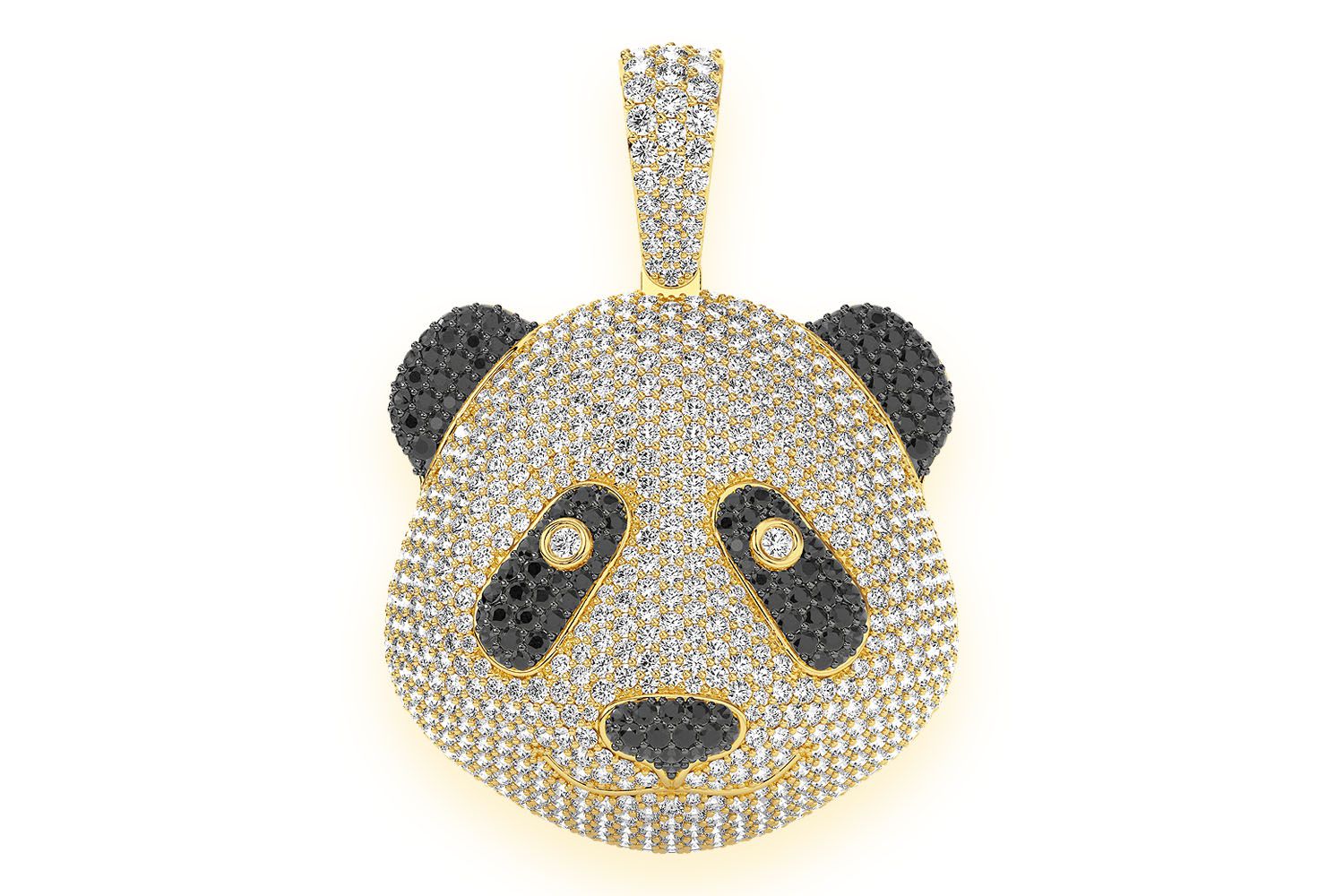 18k White Gold Panda Bear Pendant with Black and White Diamonds For Sale at  1stDibs