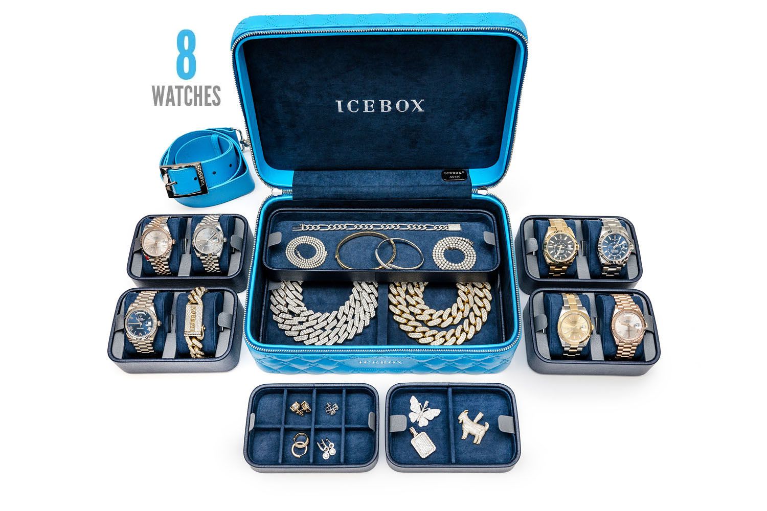 Icebox - Icebox Leather World Traveler Watch Case - 8 Watches