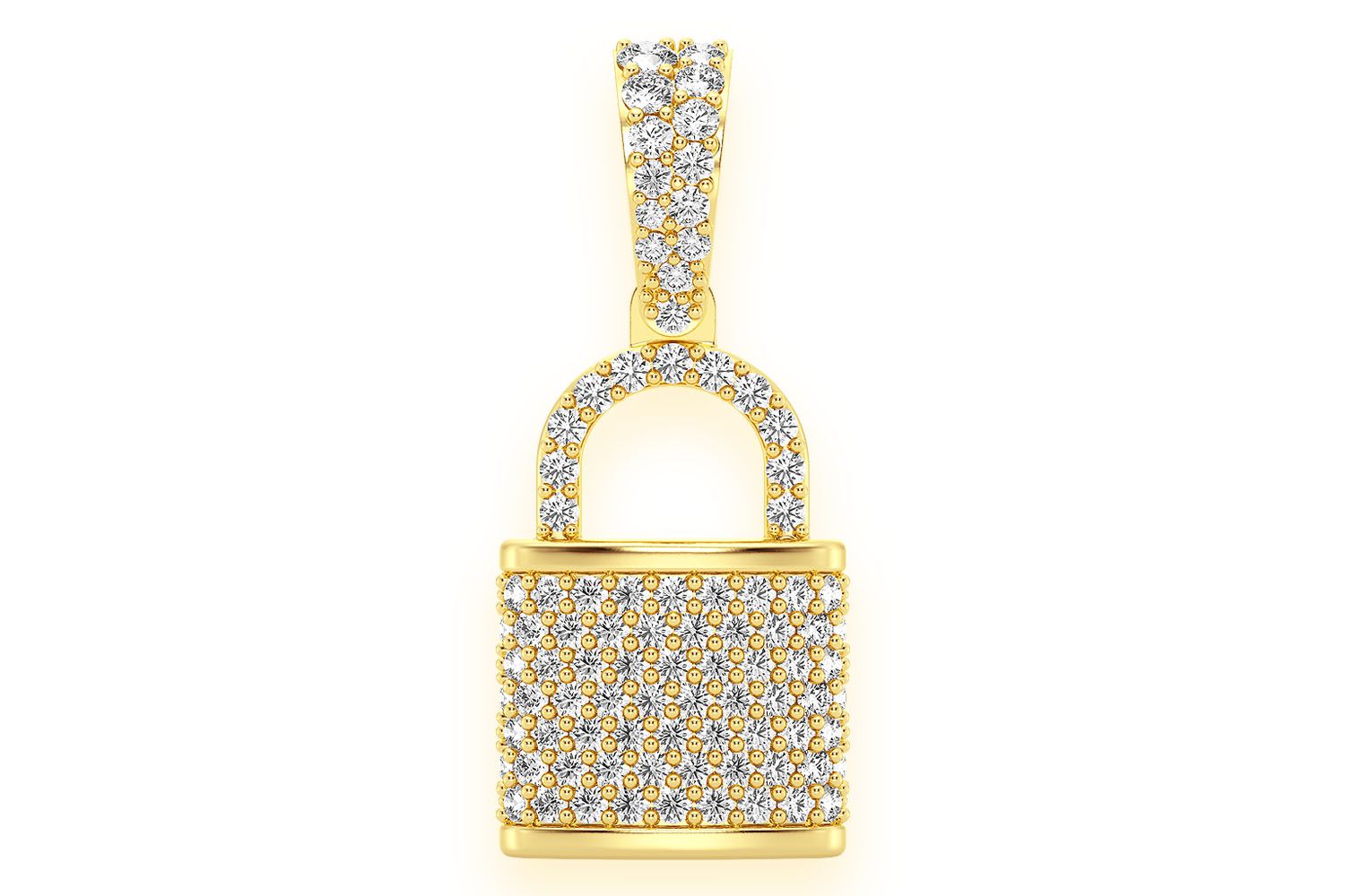 1.00 Cttw Diamond Lock Pendant in White Gold
