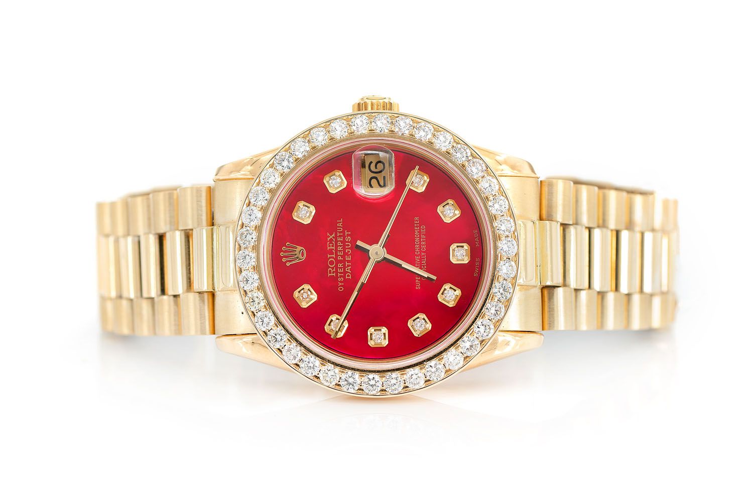 Rolex 18K Gold President Datejust 31MM Diamond Dial Watch 68278 – Cileone  Jewelers