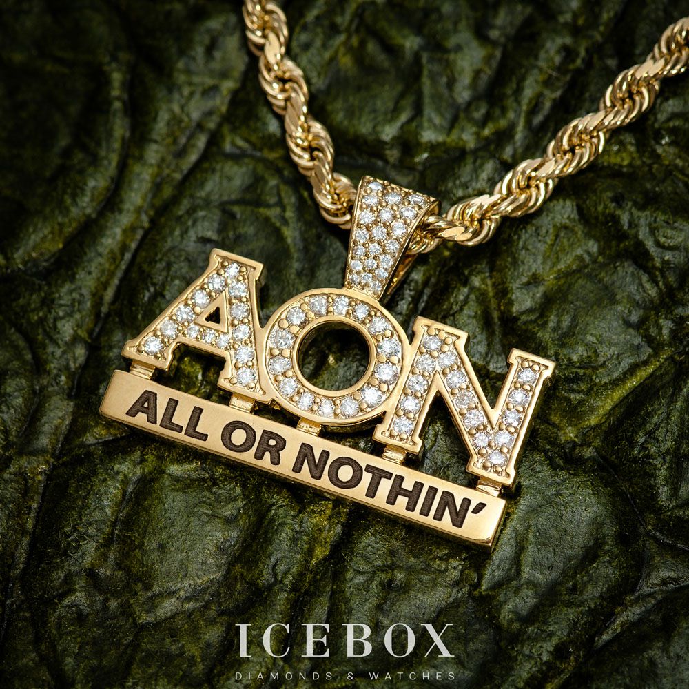 Icebox - Custom Simple Letters Words On Bar Diamond Pendant 14k 0.83ctw